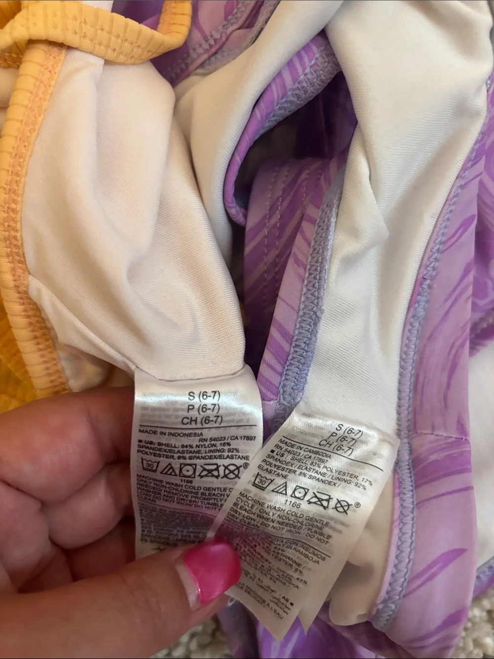 Old Navy | Girls Yellow Ribbed Bikini + Purple Swirl Bikini Set 🧜🏻‍♀️